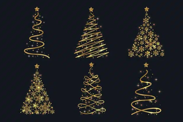 Abstract golden christmas tree Free Vector