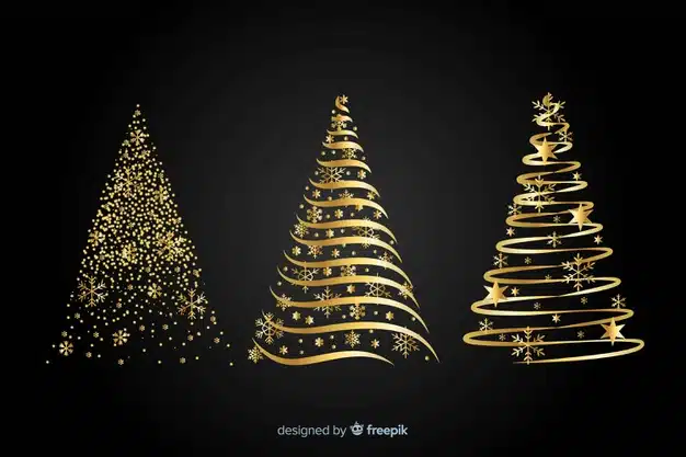 Abstract golden christmas tree concept Free Vector