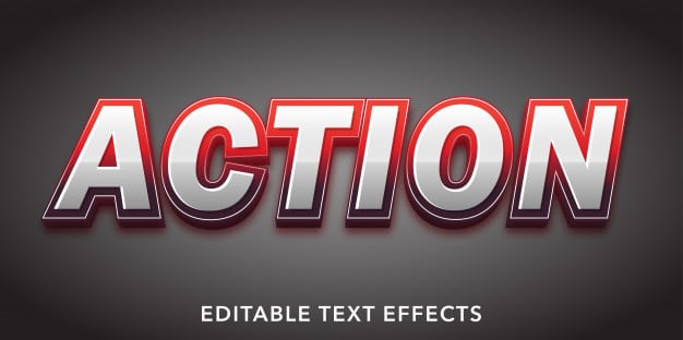 Action text 3d style editable text effect Premium Vector
