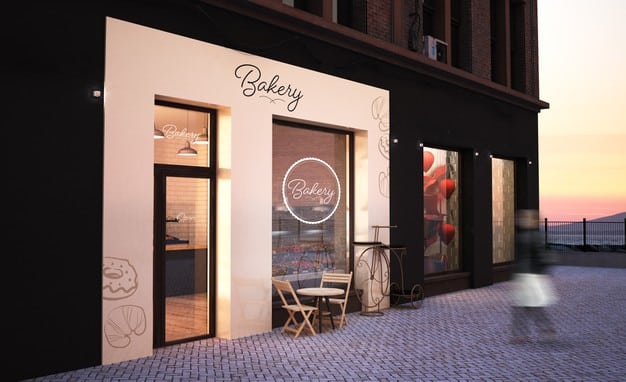 Bakery storefront 3d rendering mockup Premium Psd
