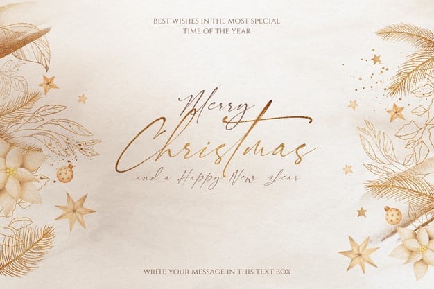 Beautiful christmas background with golden ornaments and nature Free Psd