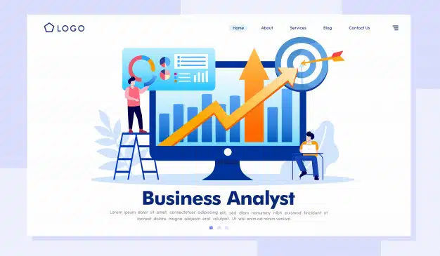Business analyst landing page website illustration Premium Vector