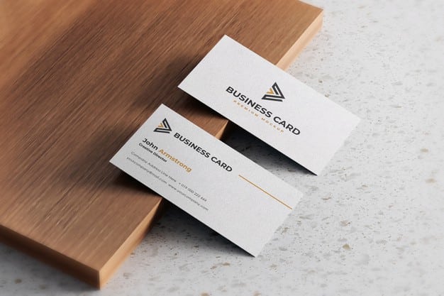 Business card mockup realistic white textured Premium Psd