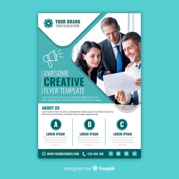 Business flyer template with photo Premium Vector