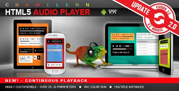 Chameleon HTML5 Audio Player With Without Playlist v2.9.9 - HTML5 audio player