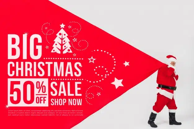 Christmas sale mockup with santa Free Psd