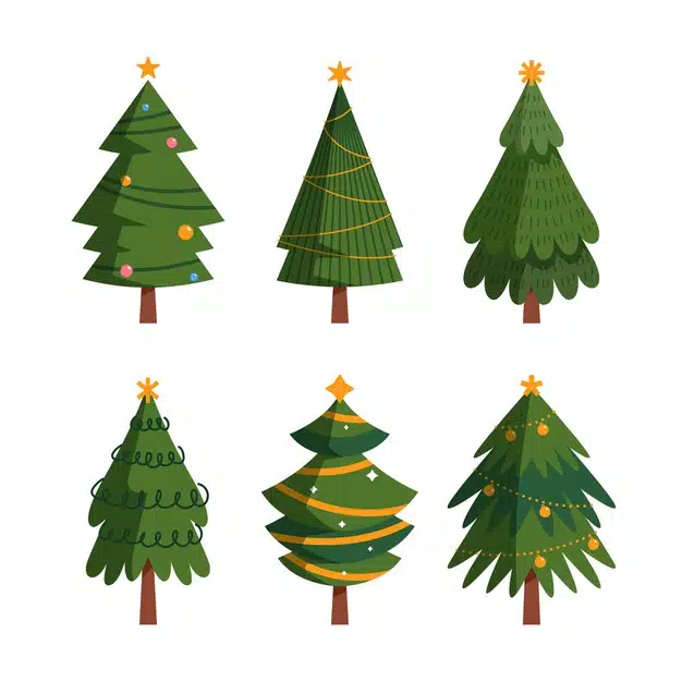 Christmas tree collection in flat design Free Vector