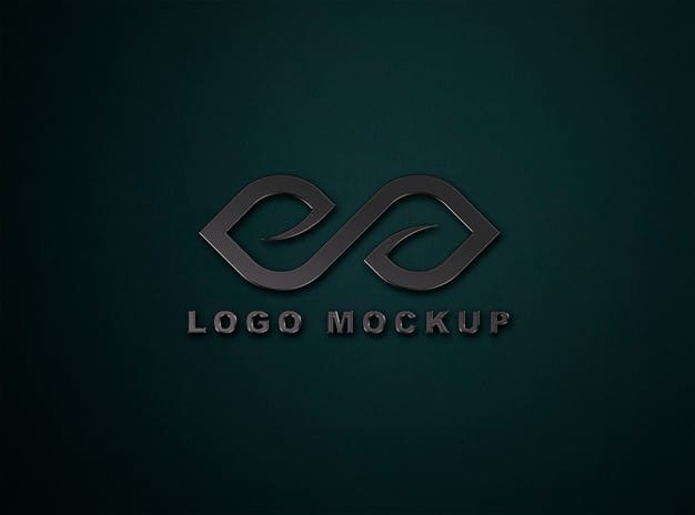 Close up on dark logo mockup in wall Premium Psd