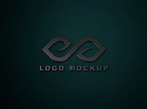 Close up on dark logo mockup in wall Premium Psd