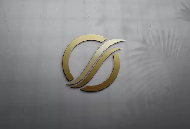 Close up on golden logo mockup design Premium Psd