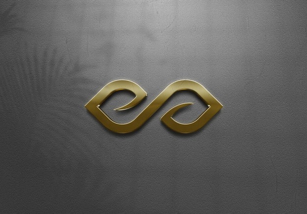 Close up on golden logo mockup for business Premium Psd