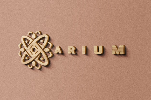 Close up on logo mockup in 3d wood texture Premium Psd