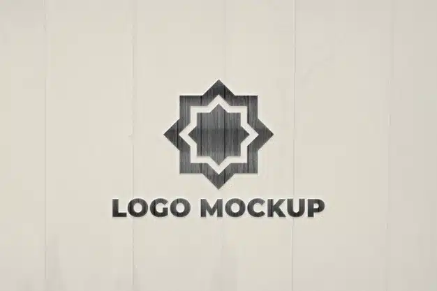 Close up on logo mockup on wall Premium Psd