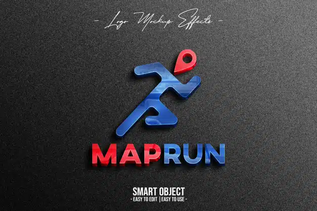 Close up on logo mockup with maprun Premium Psd