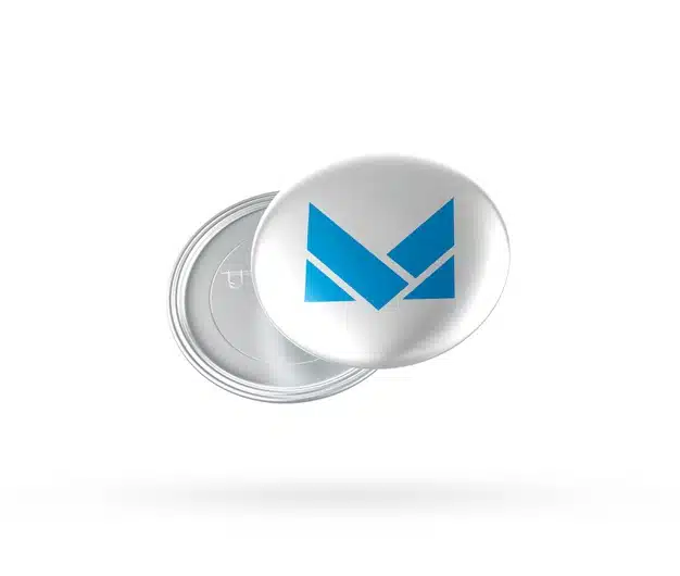 Close up on metal badge mockup isolated Premium Psd