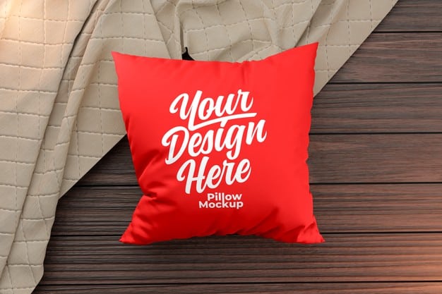 Close up on square pillow mockup top view Premium Psd