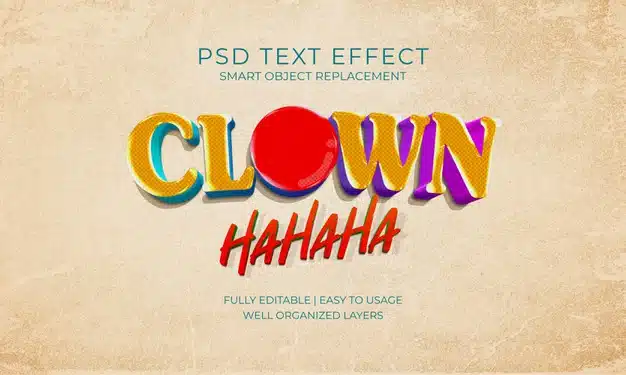Clown laugh text effect template Premium Psd