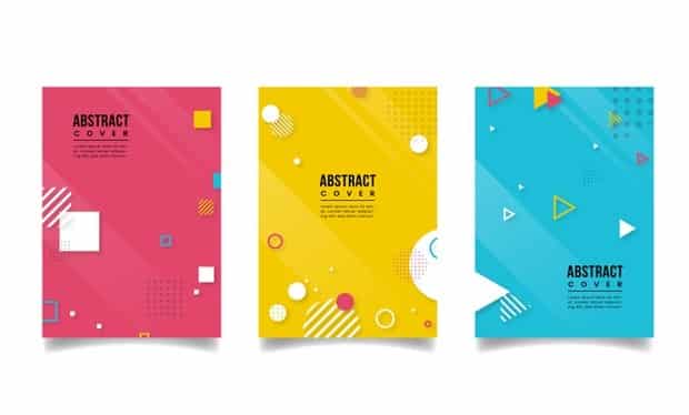 Colorful abstract cover collection with geometric shapes Premium Vector