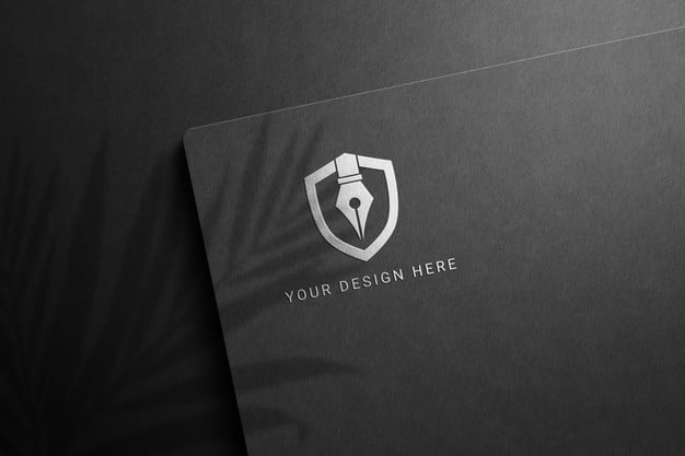 Dark paper logo mockup Premium Psd