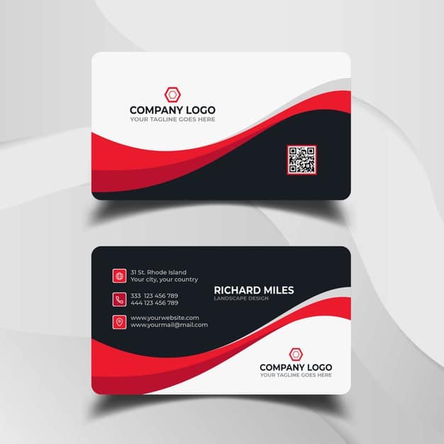 Dark red business card template Premium Vector