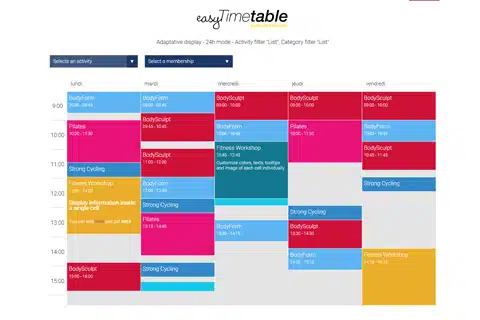 Easy Timetable Extended v1.8.9 - a component of the schedule for Joomla