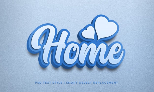 Editable text style psd effect with home blue color calligraphy mockup Premium Psd