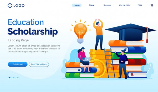 Education scholarship landing page website illustration flat vector template Premium Vector