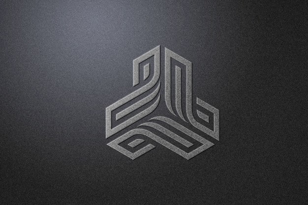 Elagant silver logo mockup with black paper Premium Psd