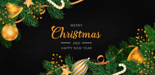 Elegant christmas background with golden decoration Free Psd