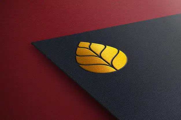Elegant golden logo mockup with black paper Premium Psd