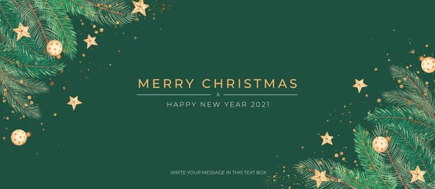 Elegant green christmas banner with golden ornaments Free Psd