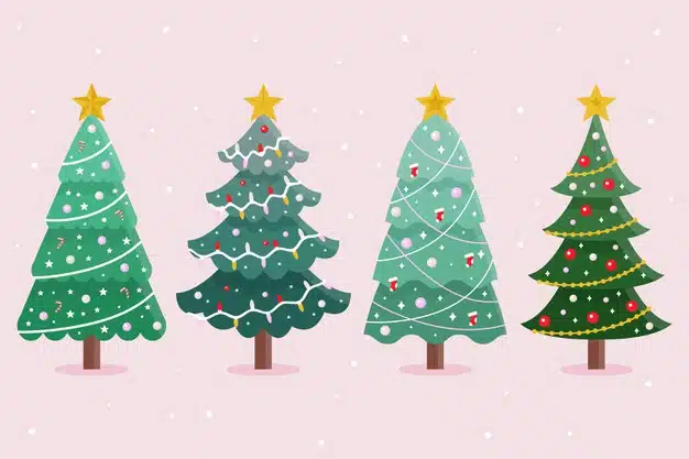 Flat design christmas tree collection Free Vector
