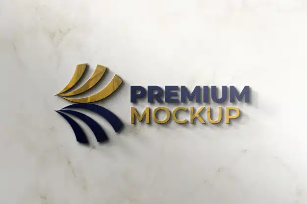 Glass logo mockup 3d wall Premium Psd