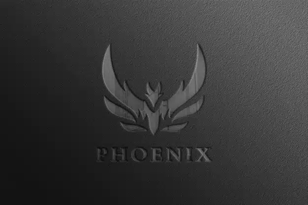 Glossy black company logo mockup with reflection Premium Psd