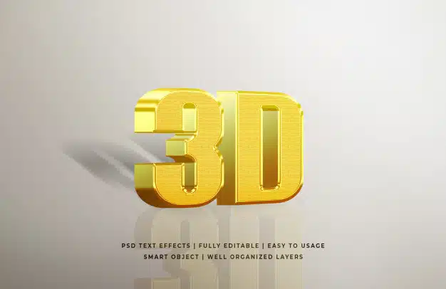 Gold 3d text style effect Premium Psd