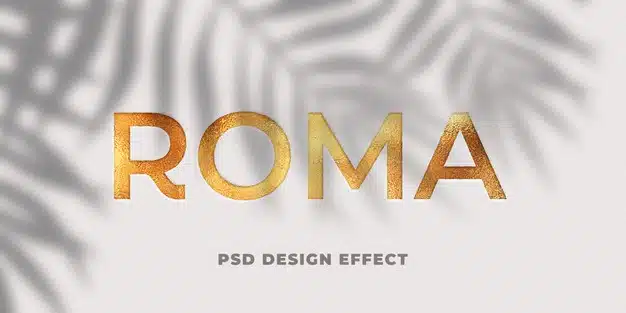 Gold foil text effect mockup Premium Psd