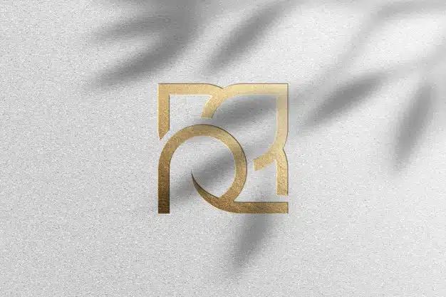 Golden logo mockup on white paper Premium Psd