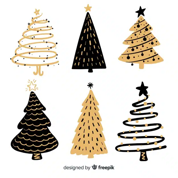 Hand drawn christmas tree collection Free Vector