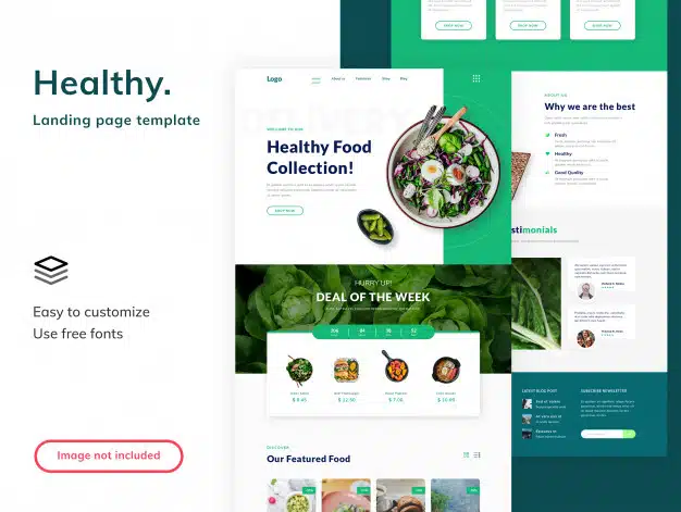 Healthy food landing page template Premium Psd