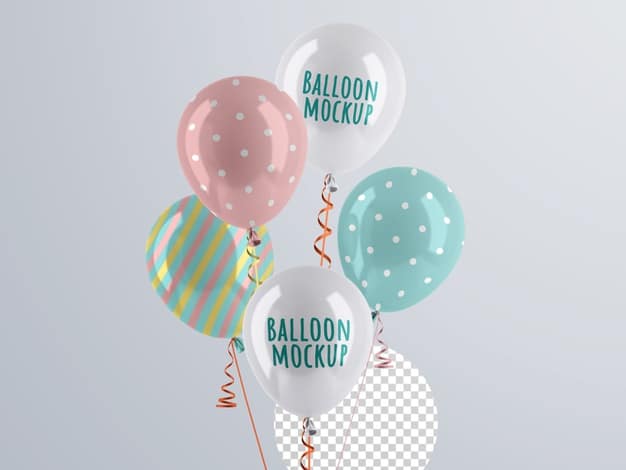 Helium balloons bunch mockup Premium Psd