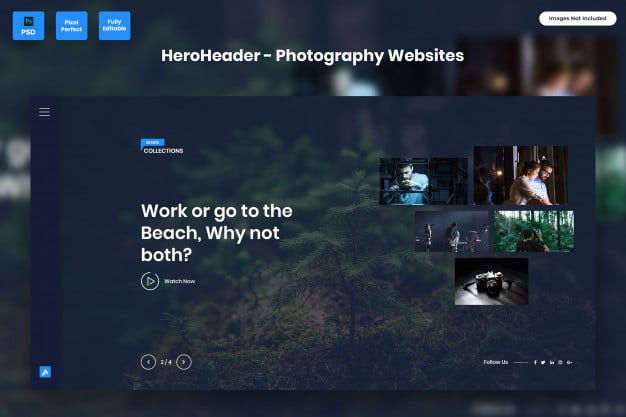 Hero header for photography websites-02 Premium Psd