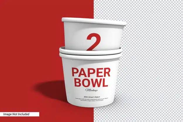 Label stack paper bowl cup mockup isolated Premium Psd