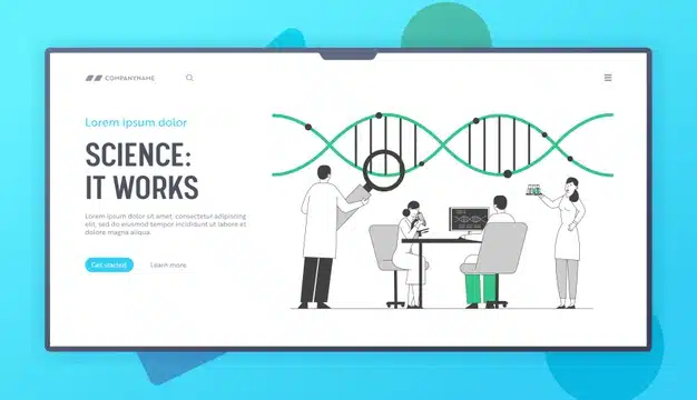 Laboratory research or experiment process website landing page Premium Vector