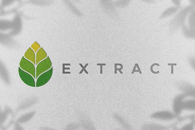 Leaf logo mockup on white paper with shadows Premium Psd