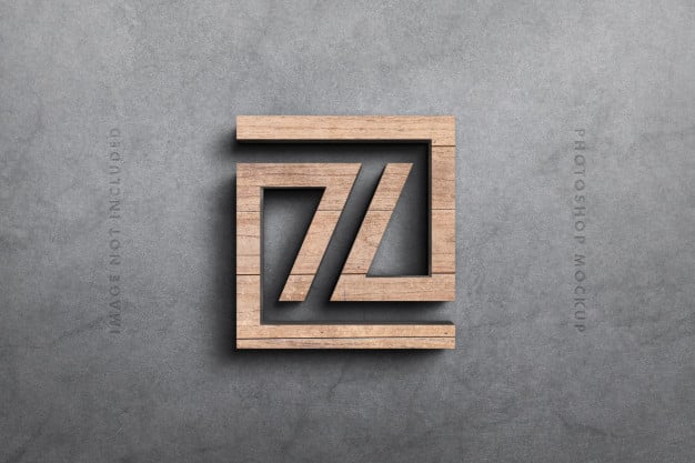 Logo 3d mockup in wood Premium Psd
