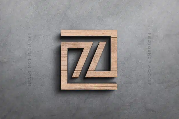 Logo 3d mockup in wood Premium Psd