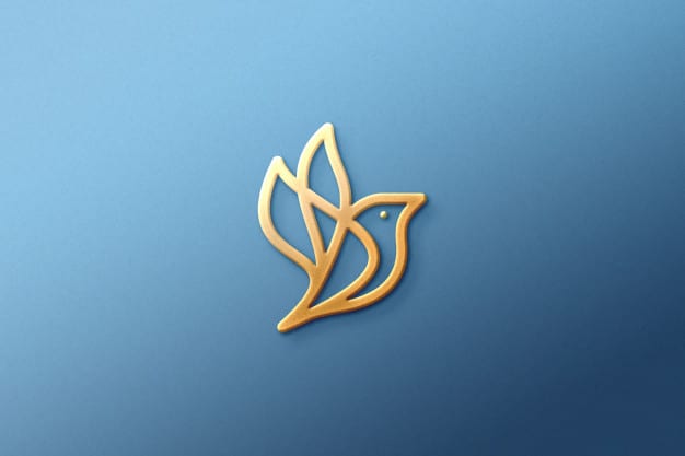 Logo 3d mockup paper gold Premium Psd