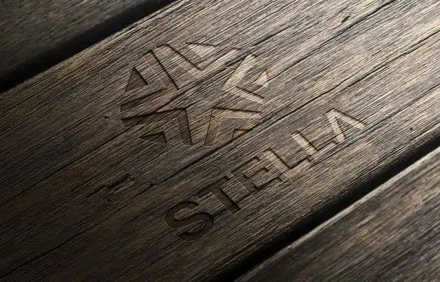 Logo mockup 3d wood Premium Psd