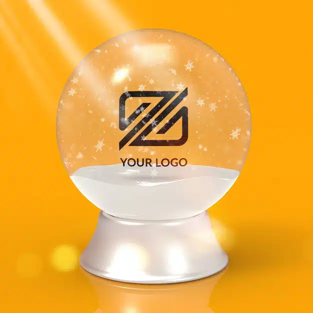 Logo mockup christmas snowball isolated Premium Psd