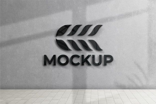 Logo mockup front 3d wall with black effect Premium Psd